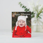 Happy Christmas Elegantes White Script Holiday Fot Postkarte (Stehend Vorderseite)