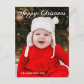 Happy Christmas Elegantes White Script Holiday Fot Postkarte (Vorderseite)