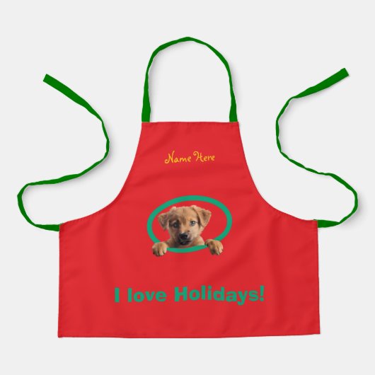 Happy Christmas Family-loviing Cutest Puppy Apron Schürze (Vorderseite)