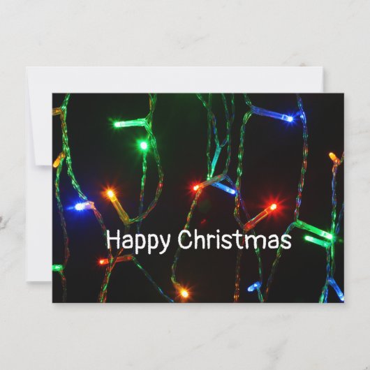 "Happy Christmas" farbenfrohe Lichtkarte (Vorderseite)