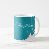 Happy Christmas – Festive Holiday Blue Mug Kaffeetasse (VorderseiteRechts)