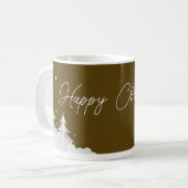 Happy Christmas – Festive Holiday Brown Mug Kaffeetasse (Vorderseite Links)