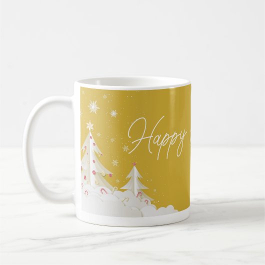 Happy Christmas – Festive Holiday Gold Mug Kaffeetasse (Links)
