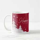 Happy Christmas – Festive Holiday Ruby Red Mug Kaffeetasse (Links)