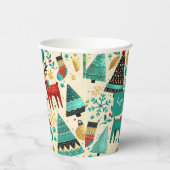 Happy Christmas – Festive Trees & Reindeer Pappbecher (Rechts)