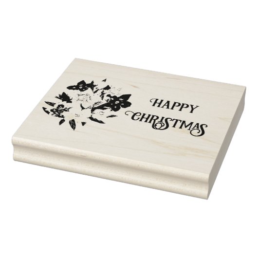 Happy Christmas Floral Rubber Stamp Gummistempel (Stempel)