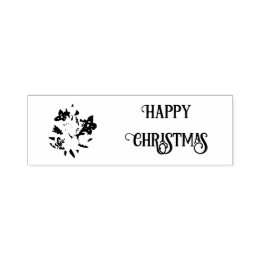 Happy Christmas Floral Rubber Stamp Permastempel