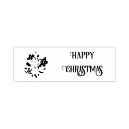 Happy Christmas Floral Rubber Stamp Permastempel