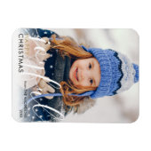 Happy Christmas Foto Modernes Drehbuch Freude Chic Magnet (Horizontal)