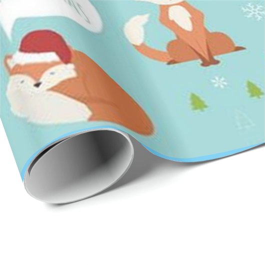 Happy Christmas Fox Geschenkpapier (Rolleneckpunkt)