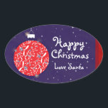 Happy Christmas funkle bauble Geschenksticker blau Ovaler Aufkleber<br><div class="desc">Glitzer Baum Dekoration Sticker,  um Ihre Geschenke hinzuzufügen. Design von Sarah Trett.</div>