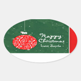 Happy Christmas funkle bauble Geschenksticker grün Ovaler Aufkleber