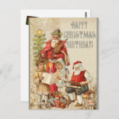 Happy Christmas Geburtstag Weihnachtsmann | Postkarte (Vorne/Hinten)