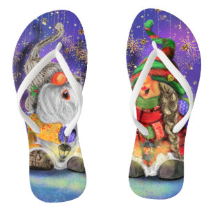 Happy Christmas Gnome Flip Flops Badesandalen