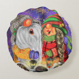 Happy Christmas Gnomes Round Pillow Rundes Kissen
