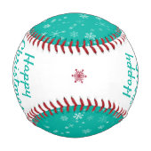 Happy Christmas Green Snowflake Muster Baseball (Rückseite)
