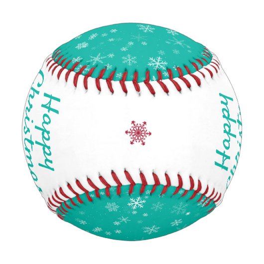 Happy Christmas Green Snowflake Muster Baseball (Rückseite)