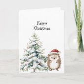 Happy Christmas Hedgehog Karte (Vorderseite)