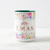 Happy Christmas Holiday Elegant Zweifarbige Tasse (Mittel)