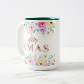 Happy Christmas Holiday Elegant Zweifarbige Tasse (Vorderseite Links)