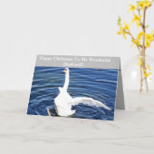 Happy Christmas Husband Swan Karte (Gelbe Blume)