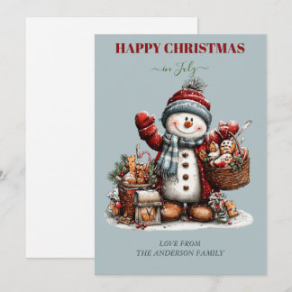 Happy Christmas in July Snowman Greeting Card Feiertagskarte