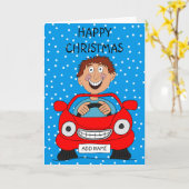 Happy Christmas Man Driving Karte (Gelbe Blume)