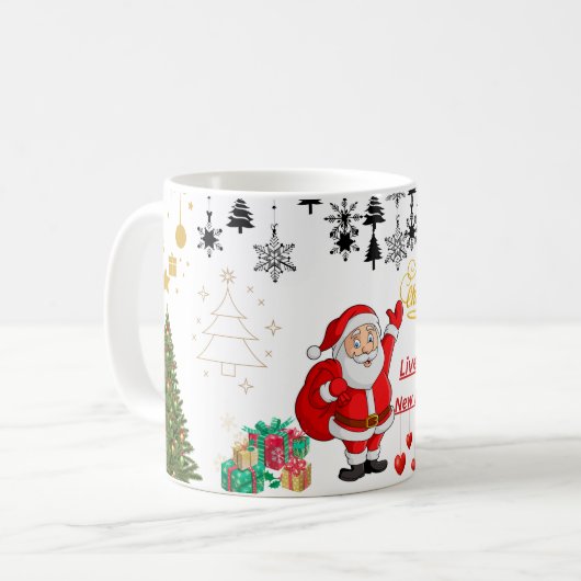 Happy Christmas Mug – Festive Holiday Coffee Cup Kaffeetasse (Vorderseite Links)