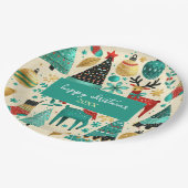 Happy Christmas party – Whimsical trees reinders Pappteller (Schrägansicht)