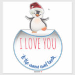 Happy Christmas Penguin Aufkleber<br><div class="desc">Frohes Weihnachts-Pinguin-Design,  um viele Geburtstag oder andere Feiertag Einladungskarten zu personalisieren</div>