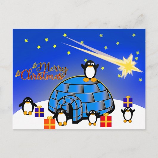 Happy Christmas Penguin Feiertagspostkarte (Vorderseite)