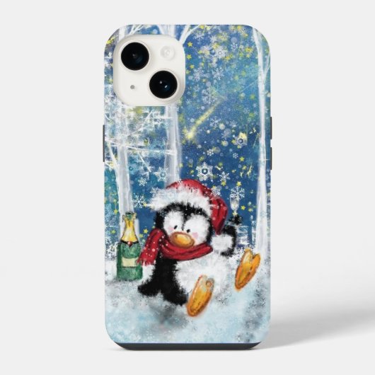 Happy Christmas Penguin iPhone Case Hülle (Rückseite)