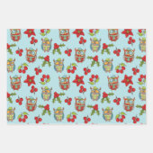 Happy Christmas Personalize Name Quirky Bird 3 Geschenkpapier Set (Vorderseite)