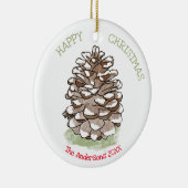 Happy Christmas Pine Cone Personalisiert Keramik Ornament (Rechts)