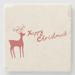 Happy Christmas Red Reindeer Steinuntersetzer