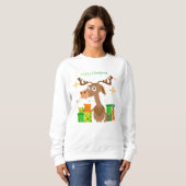 Happy Christmas Rentier Cartoon | Urlaub Sweatshirt (Vorne ganz)