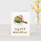 Happy Christmas Robin Karte (Gelbe Blume)