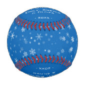 Happy Christmas Script Blue Snowflake Muster Baseball (Vorderseite)