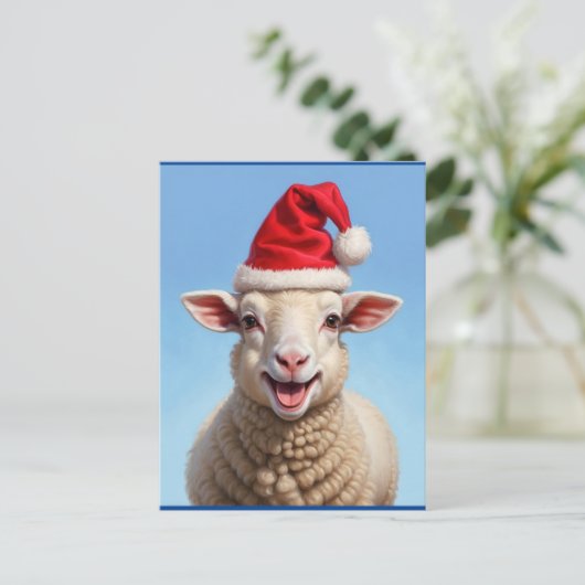 happy christmas sheep postkarte (Stehend Vorderseite)
