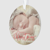 Happy Christmas Simple Script Custom Baby Foto Ornament (Vorderseite)