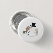 Happy Christmas Snowman Illustration Button (Vorne & Hinten)