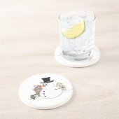 Happy Christmas Snowman Illustration Getränkeuntersetzer (Seite)