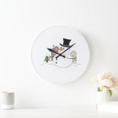 Happy Christmas Snowman Illustration Große Wanduhr (Zuhause)
