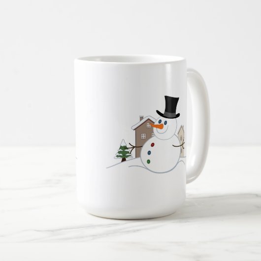 Happy Christmas Snowman Illustration Kaffeetasse (VorderseiteRechts)