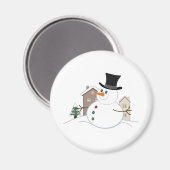 Happy Christmas Snowman Illustration Magnet (Vorderseite/Rückseite)