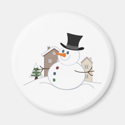 Happy Christmas Snowman Illustration Magnet (Vorne)