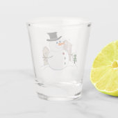 Happy Christmas Snowman Illustration Schnapsglas (Rückseite)