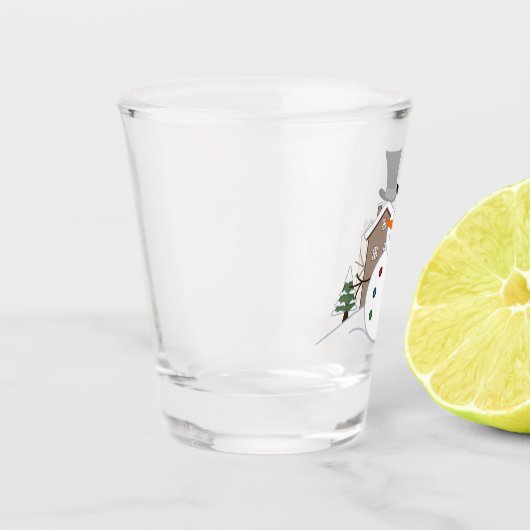 Happy Christmas Snowman Illustration Schnapsglas (Links)