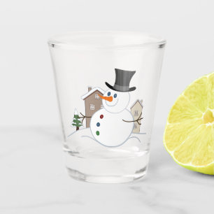 Happy Christmas Snowman Illustration Schnapsglas