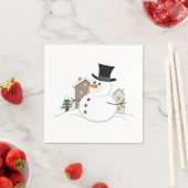 Happy Christmas Snowman Illustration Serviette (Beispiel)